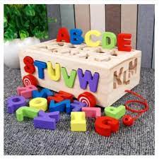 LETTER WOODEN BOX PULL TOY CAR
