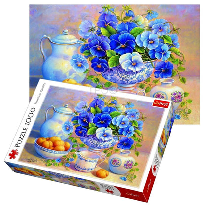 TREFL- puzzle 1000 pièces bouquet bleu