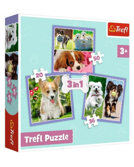 TREFL- puzzle 3en1 chiens
