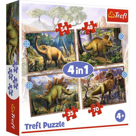 TREFL- puzzle 4en1 Dinosaures