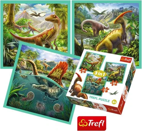 TREFL- puzzle 3en1 dinosaures