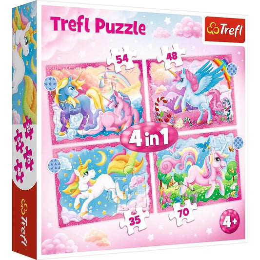 TREFL- puzzle 4en1 Licornes