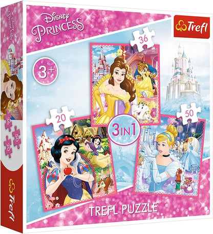 TREFL- puzzle 3en1 disney princess