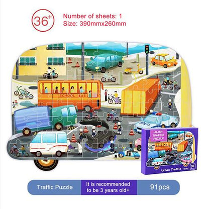 Clementoni – Urban Traffic Puzzle : Puzzle Ville en Bois (91 Pièces, )