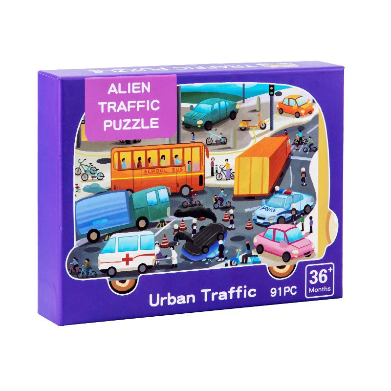 Clementoni – Urban Traffic Puzzle : Puzzle Ville en Bois (91 Pièces, )